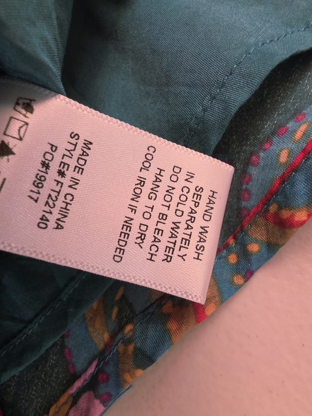 Fate Teal Floral Button-Down Blouse with Pink & Orange Accents - Picture 8 of 10